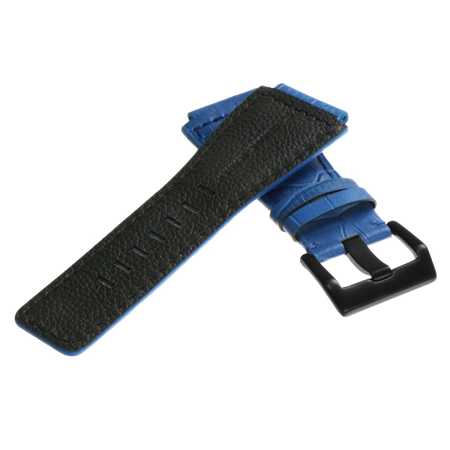 DASSARI Croc Embossed Leather Strap for Bell & Ross w Matte Black Buckle