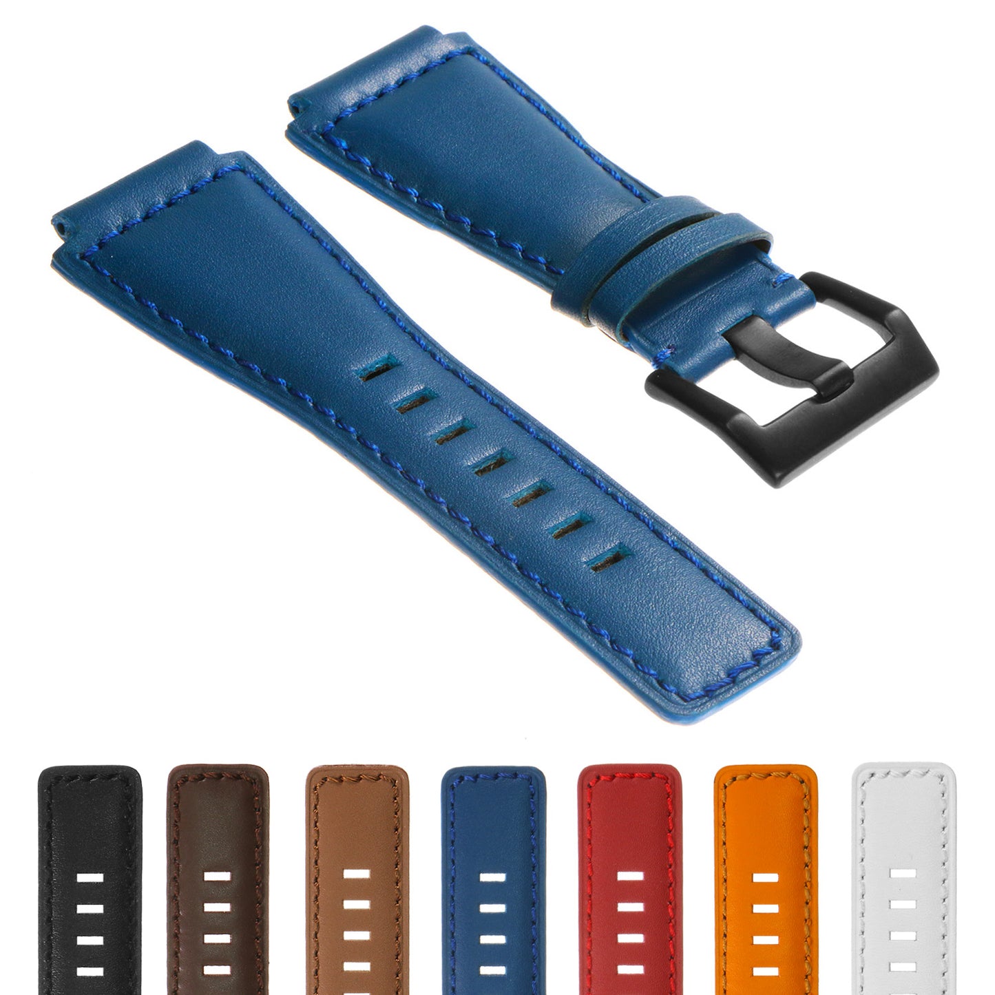 DASSARI Smooth Leather Strap for Bell & Ross with Matte Black Buckle