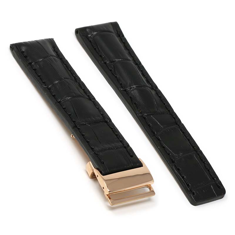 DASSARI Vintage Padded Crocodile Embossed Leather Strap for Deployment Clasp