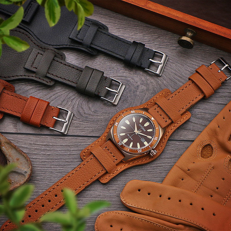 DASSARI Leather Military Bund Strap