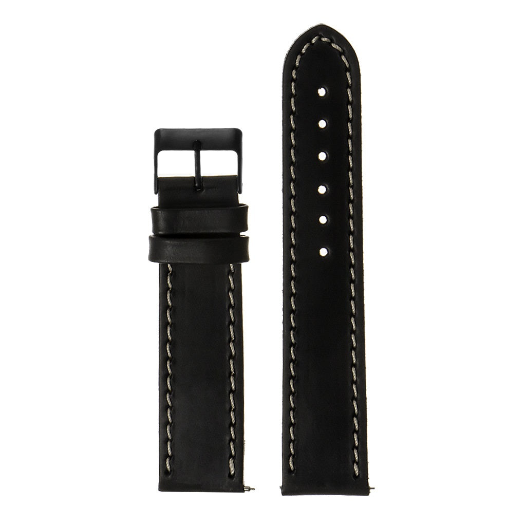 Vintage Top Grain Leather Watch Strap With Matte Black Buckle: Regular Length