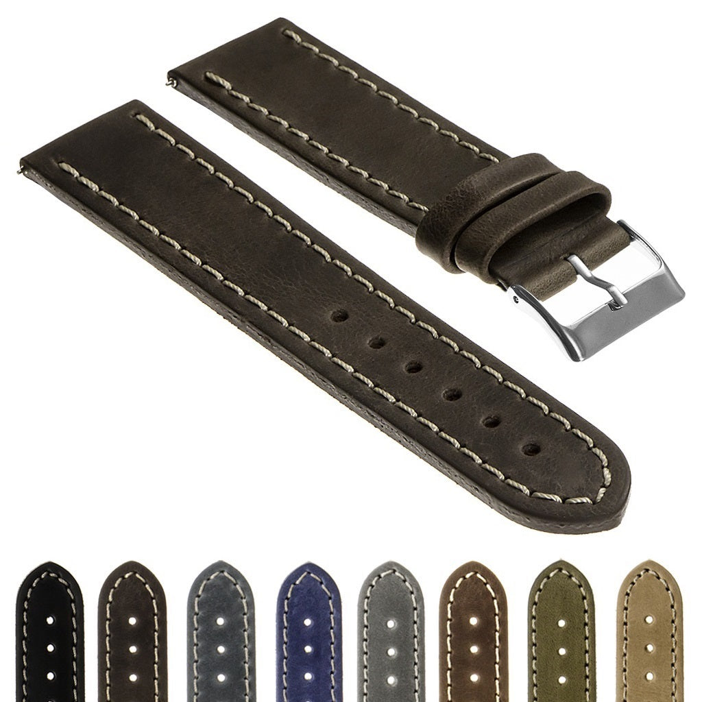 Vintage Top Grain Leather Watch Strap, Regular Length
