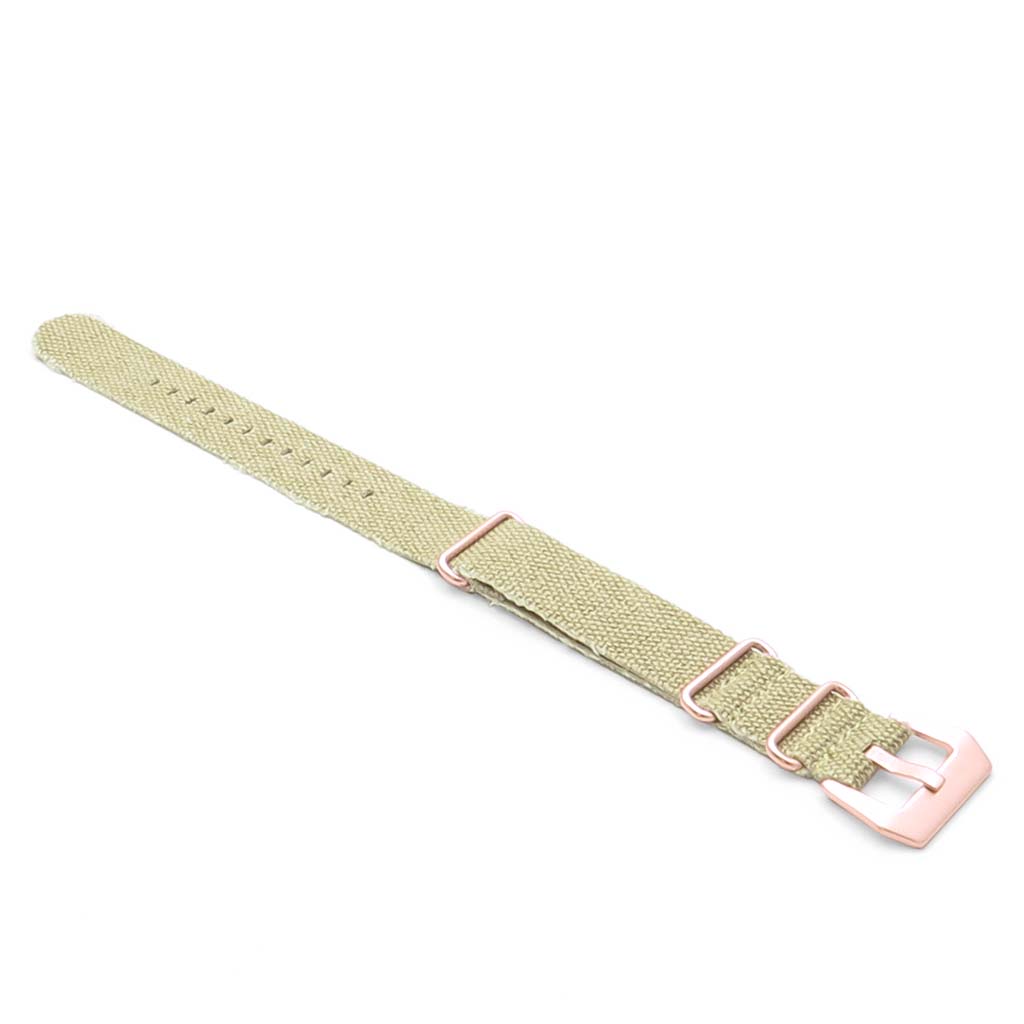 Store Sample - DASSARI Shred Frayed Canvas NATO Strap with Rose Gold Hardware