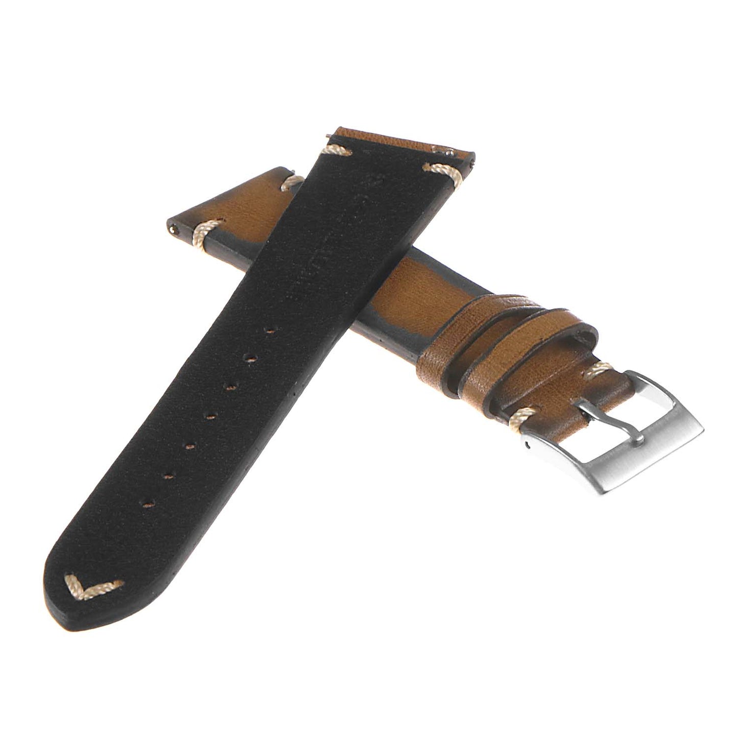 DASSARI Regal II Vintage Leather Quick Release Strap w/ Hand Sewn Stitching