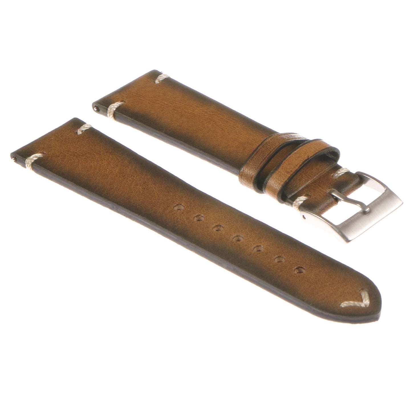 DASSARI Regal II Vintage Leather Quick Release Strap w/ Hand Sewn Stitching