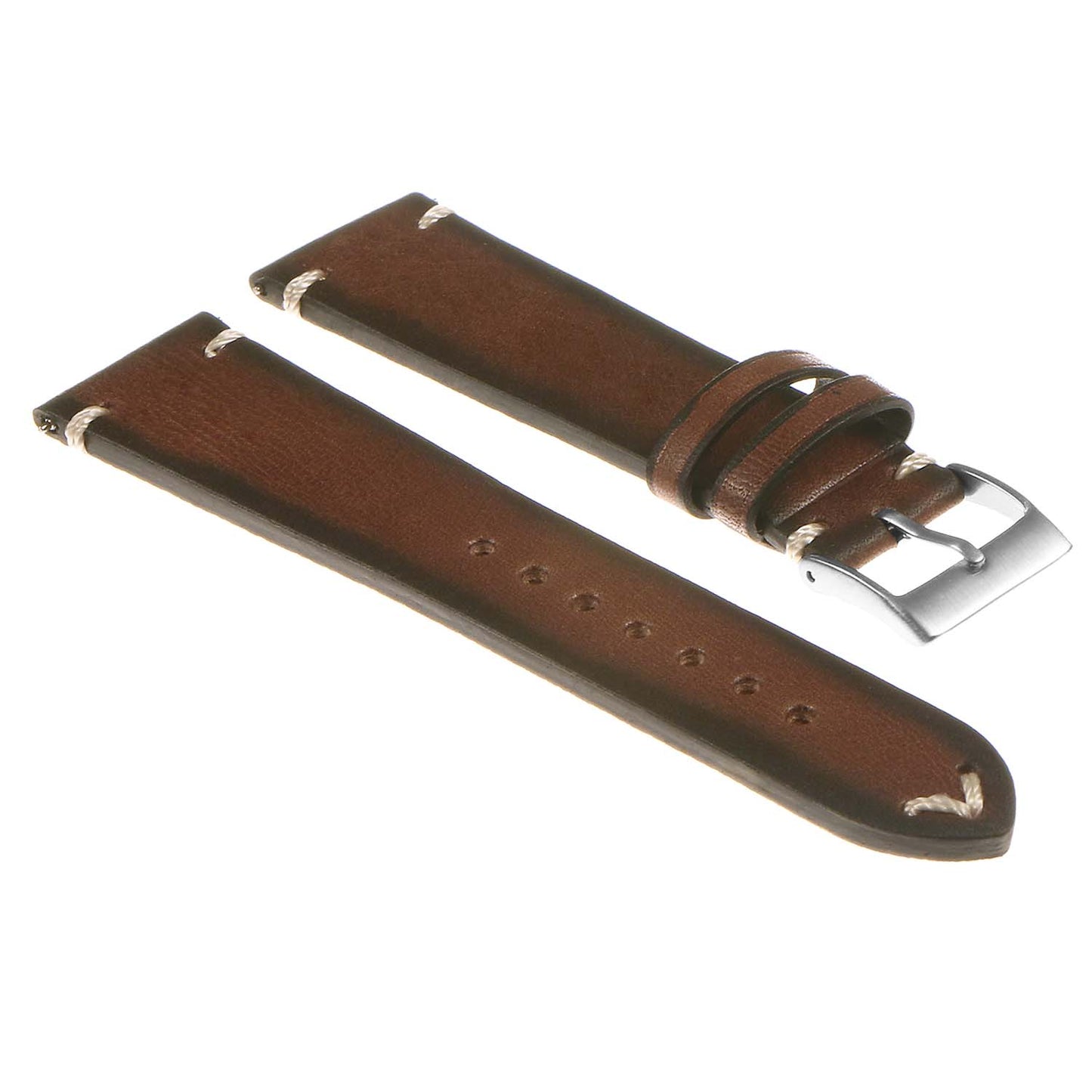 DASSARI Regal II Vintage Leather Quick Release Strap w/ Hand Sewn Stitching