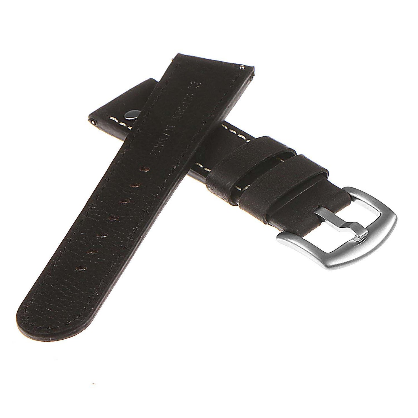 DASSARI Vintage Leather Pilot Watch Band w/ Silver Rivets