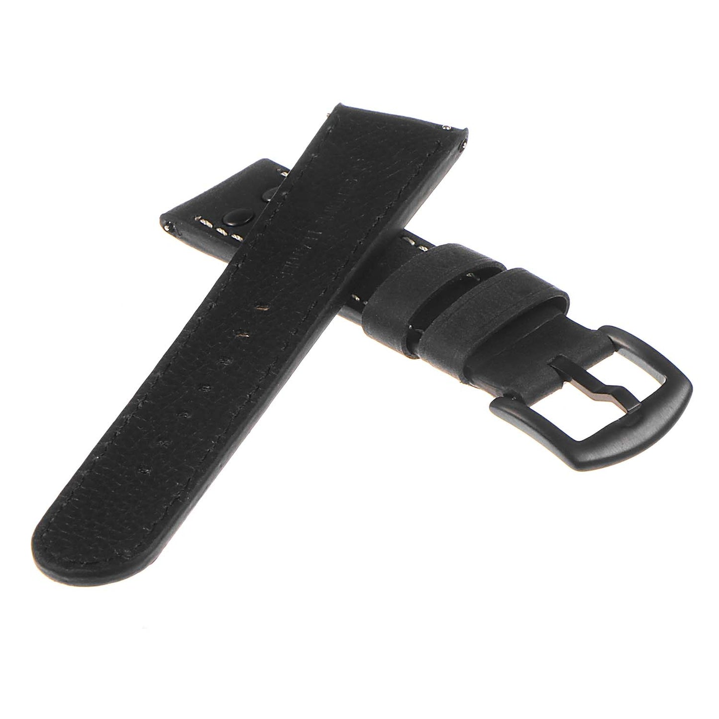 DASSARI Vintage Leather Pilot Watch Band w/ Matte Black Rivets