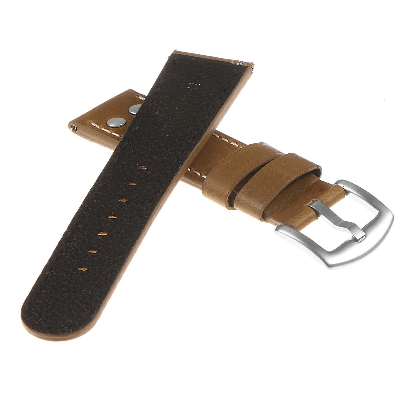 DASSARI Vintage Leather Pilot Watch Band w/ Silver Rivets