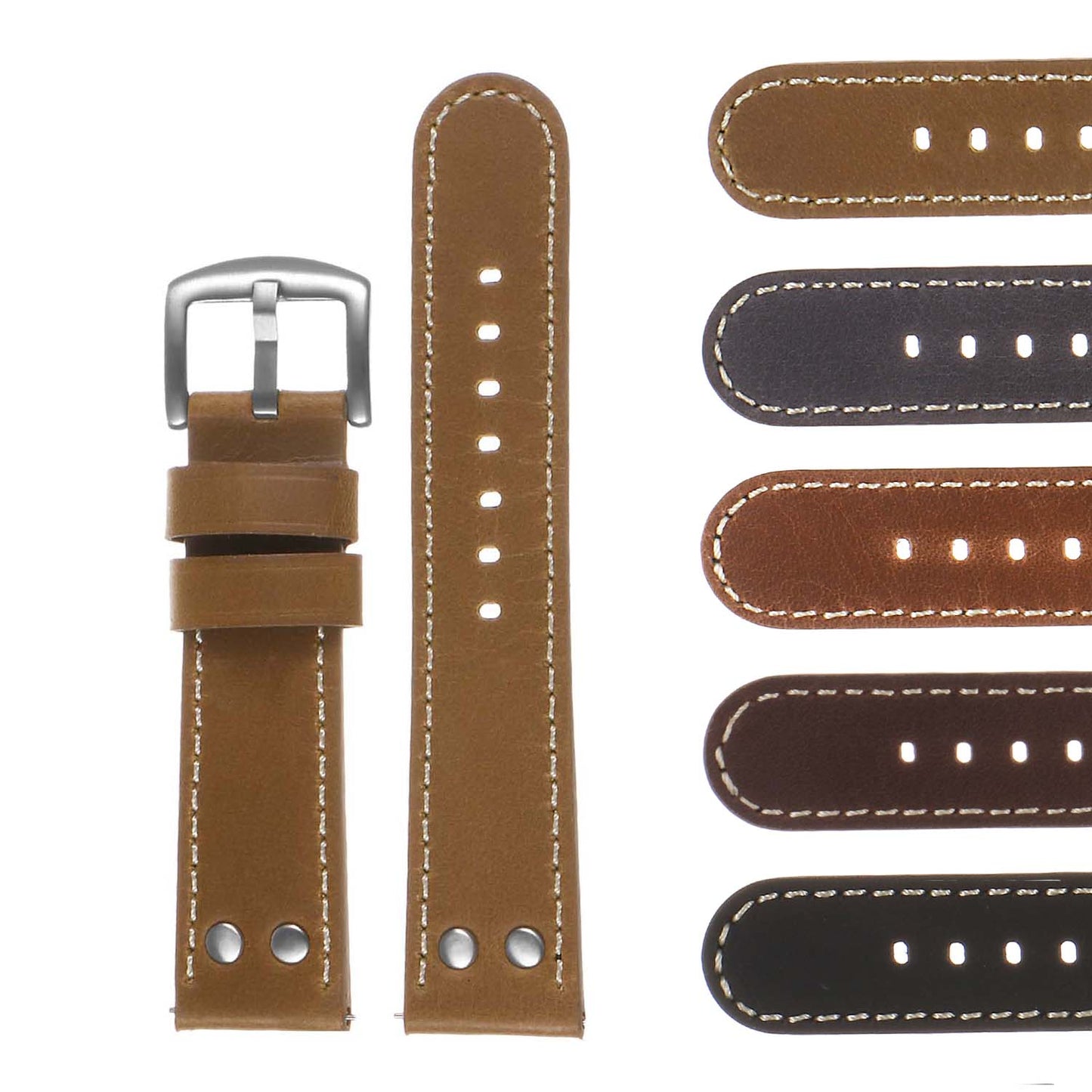 DASSARI Vintage Leather Pilot Strap w/ Rivets Garmin Venu