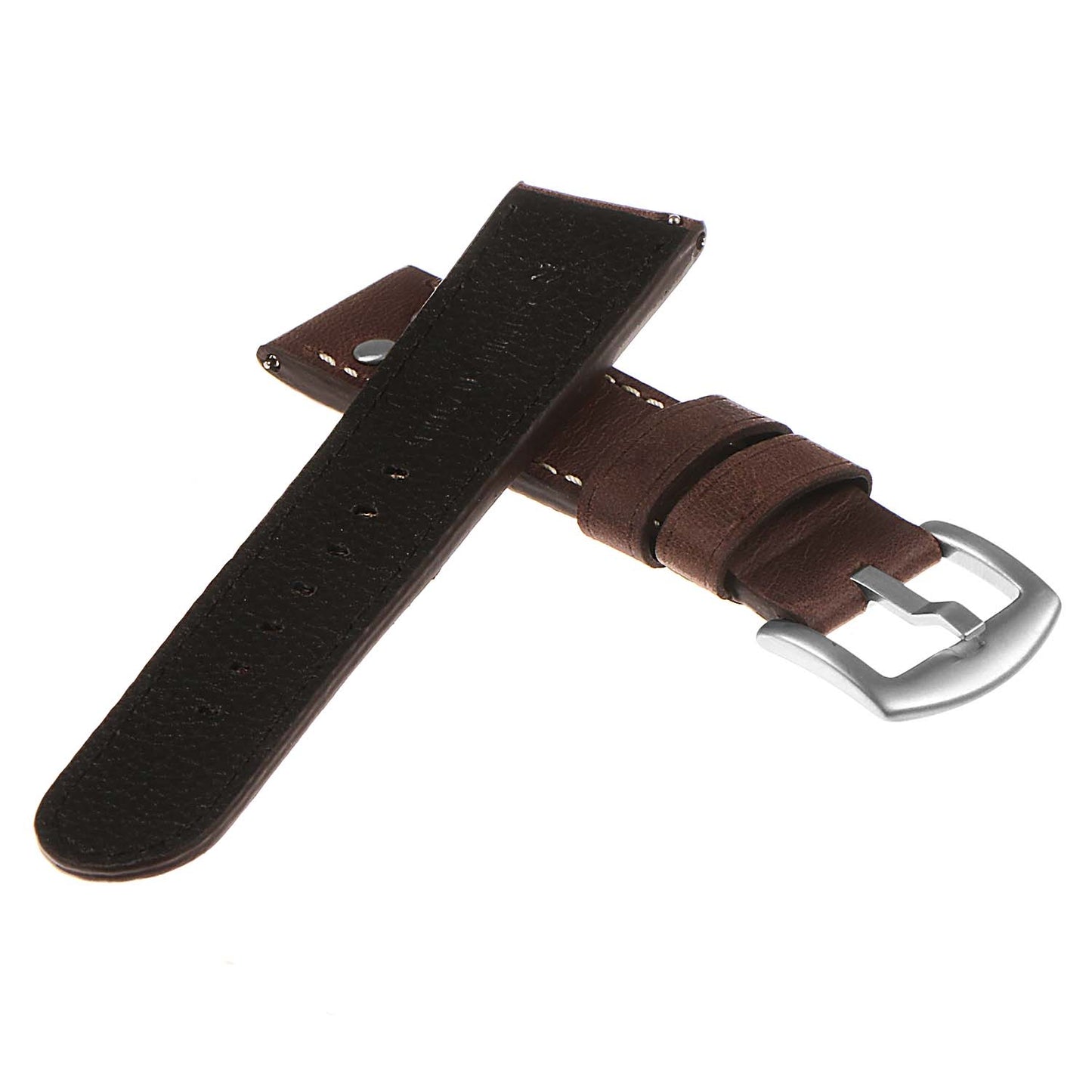DASSARI Vintage Leather Pilot Watch Band w/ Silver Rivets