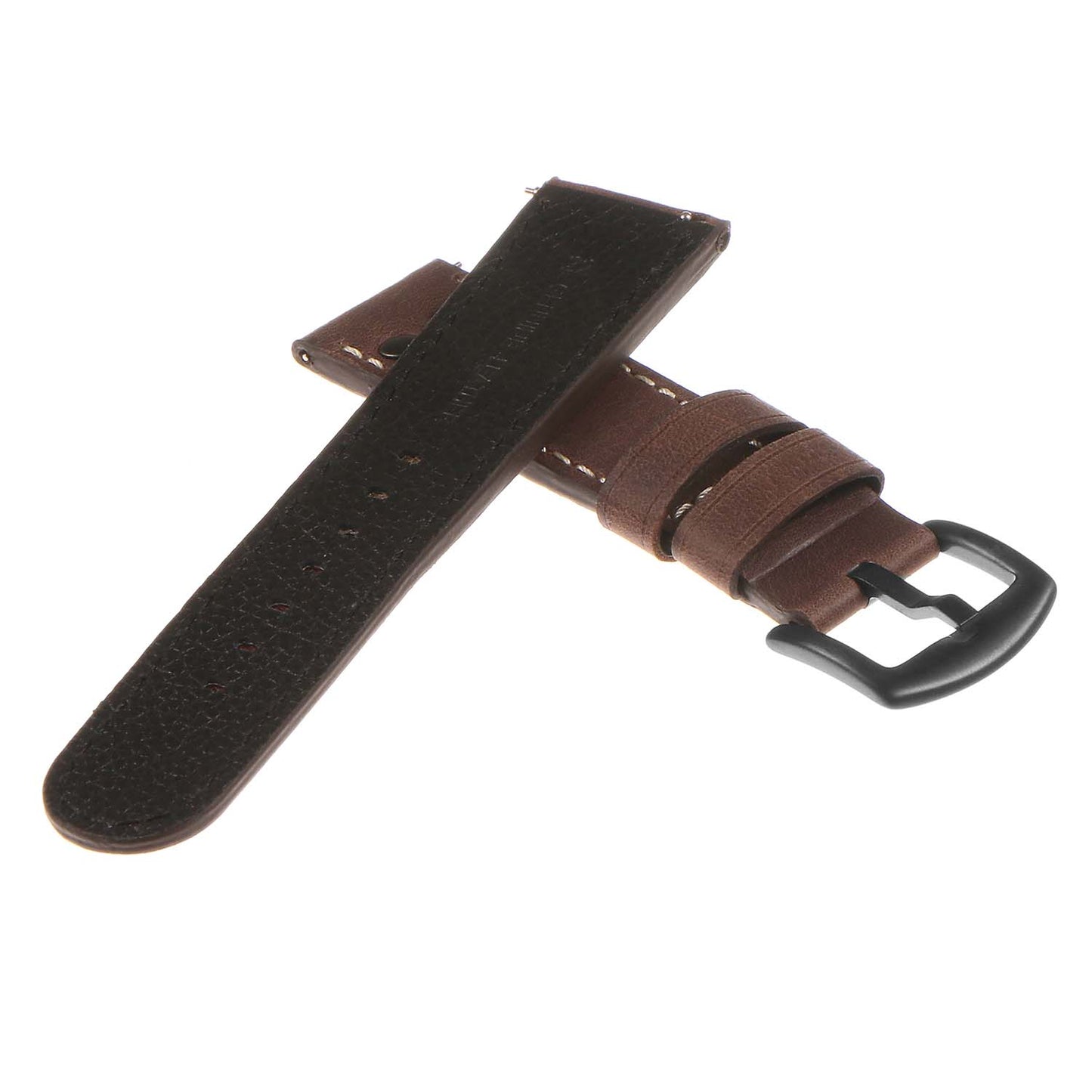 DASSARI Vintage Leather Pilot Watch Band w/ Matte Black Rivets