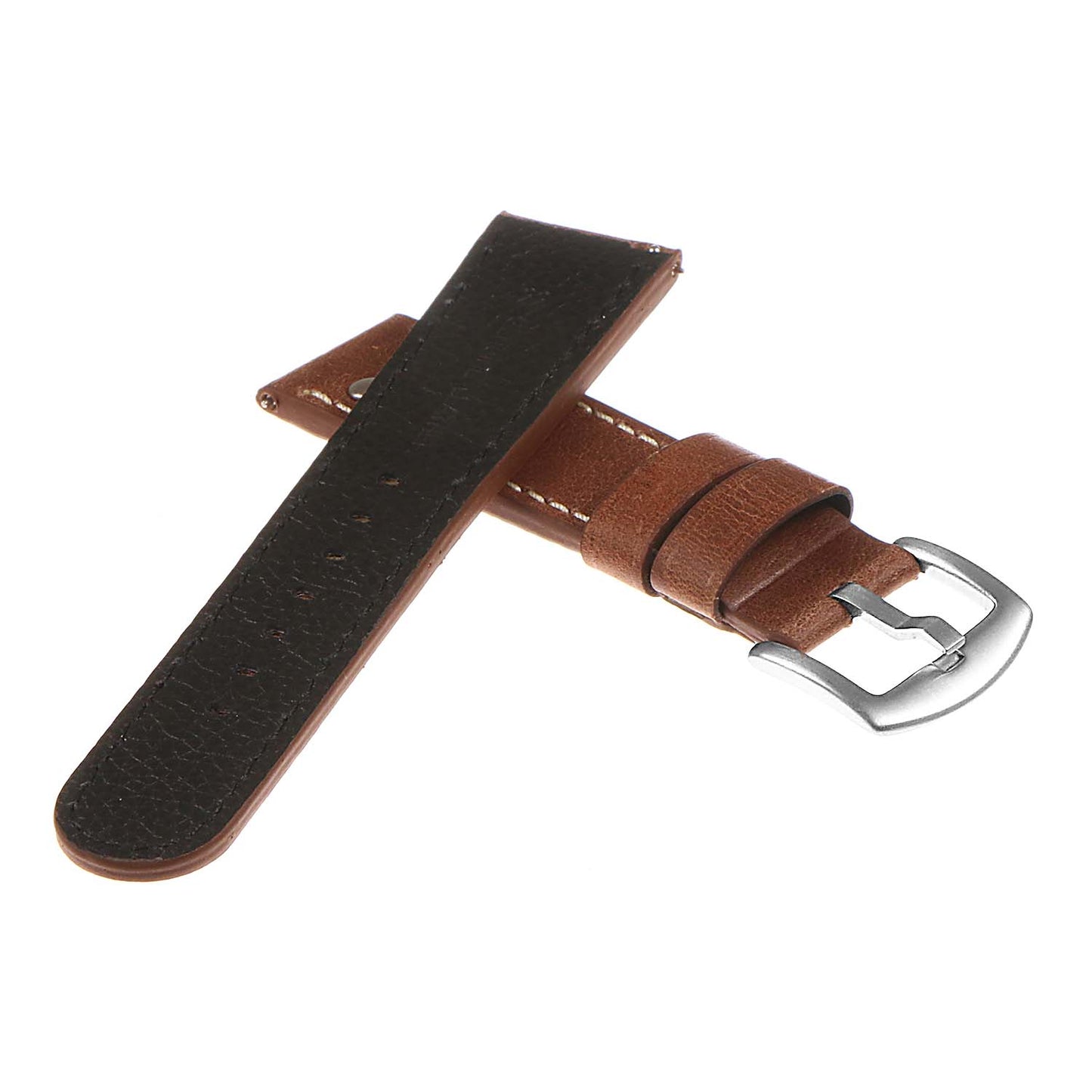 DASSARI Vintage Leather Pilot Watch Band w/ Silver Rivets