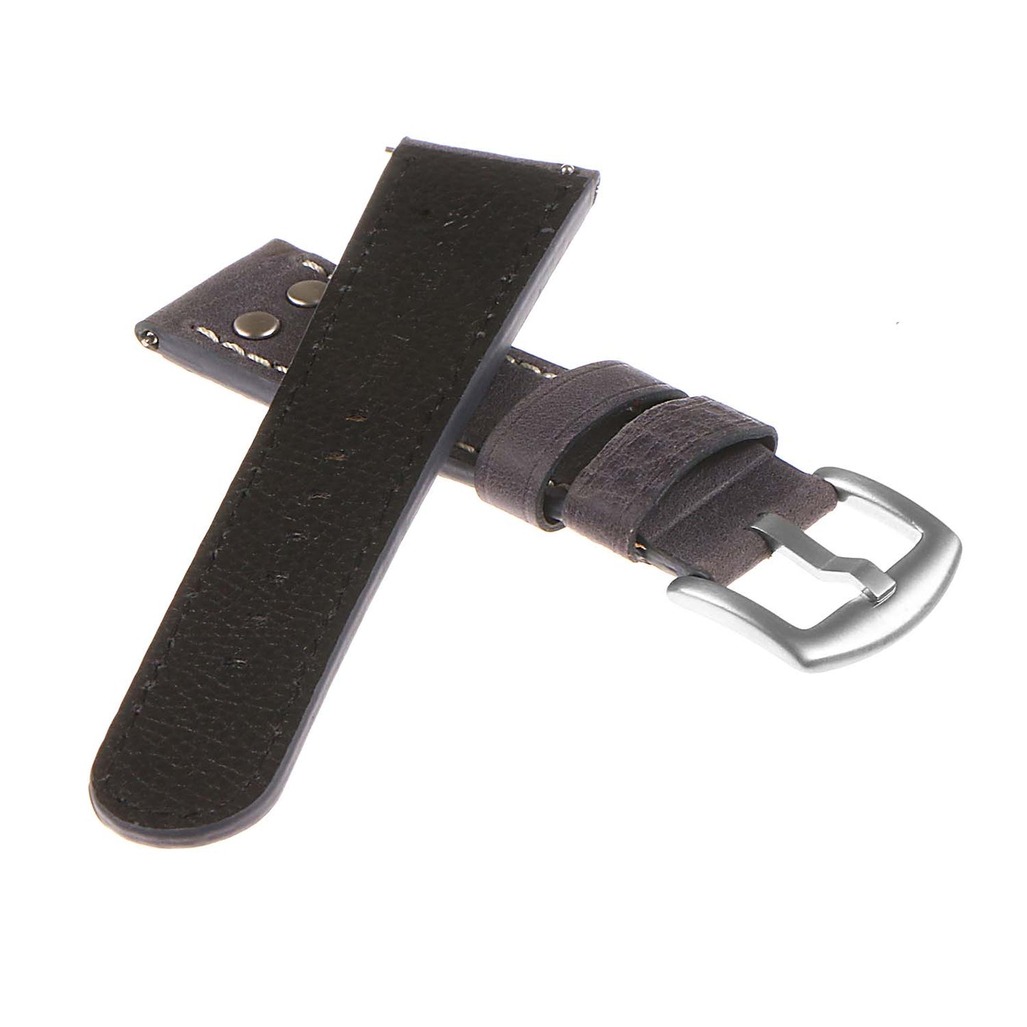 DASSARI Vintage Leather Pilot Watch Band w/ Silver Rivets