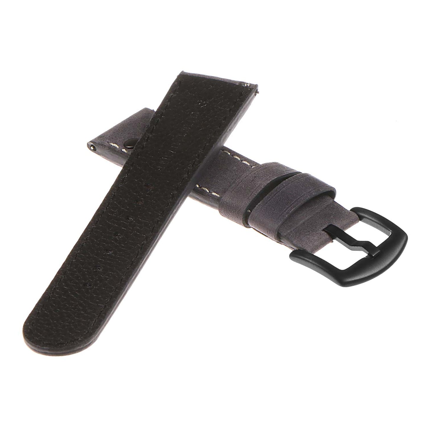 DASSARI Vintage Leather Pilot Watch Band w/ Matte Black Rivets