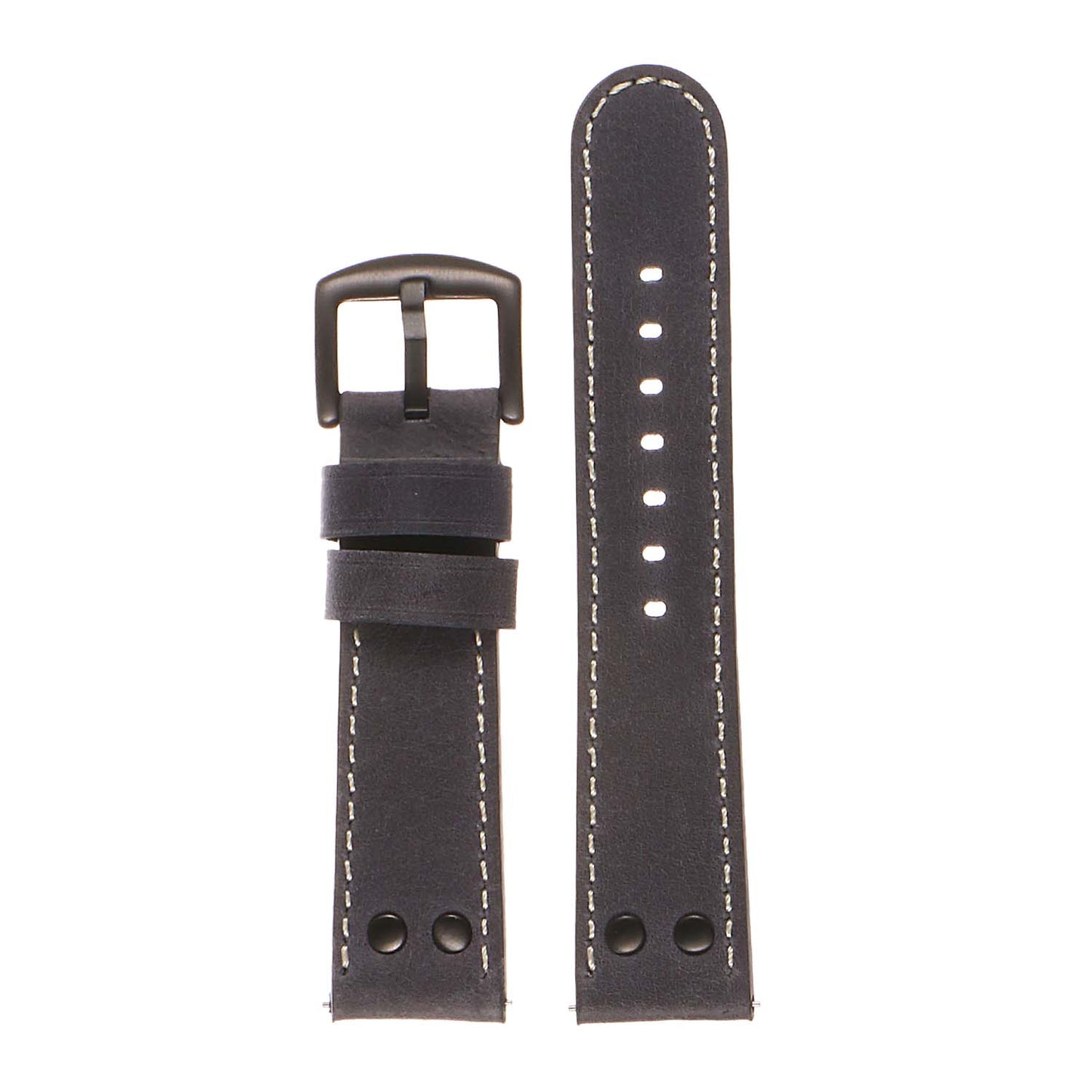 DASSARI Vintage Leather Pilot Watch Band w/ Matte Black Rivets for Apple Watch