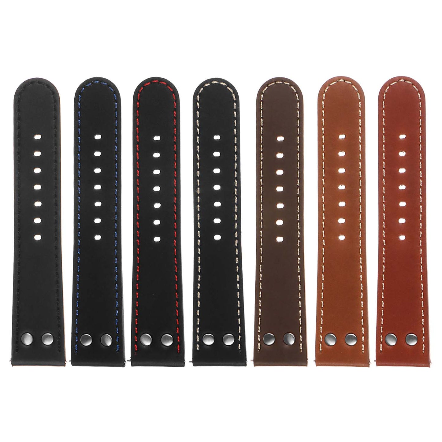 DASSARI Pilot Leather Watch Band w/ Matte Black Rivets for Apple Watch