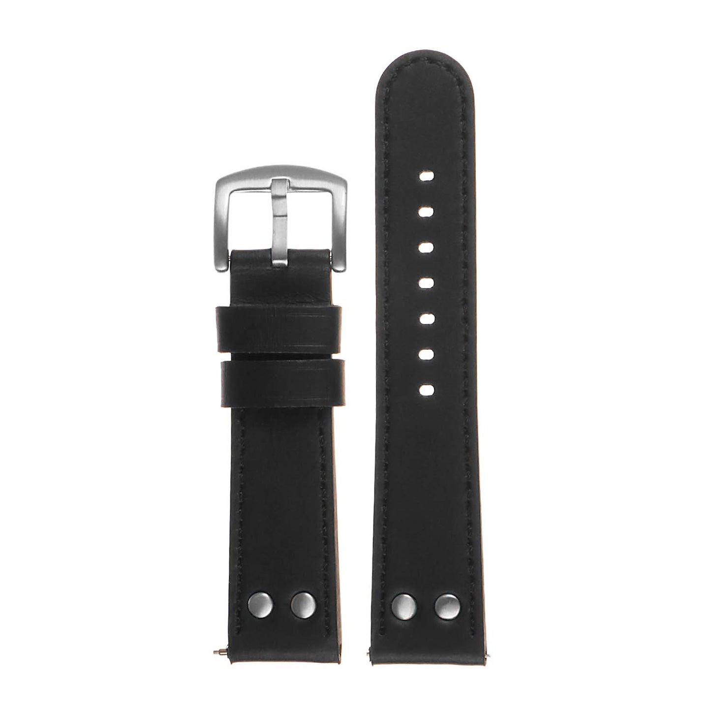 DASSARI Pilot Leather Watch Band w/ Matte Black Rivets for Apple Watch