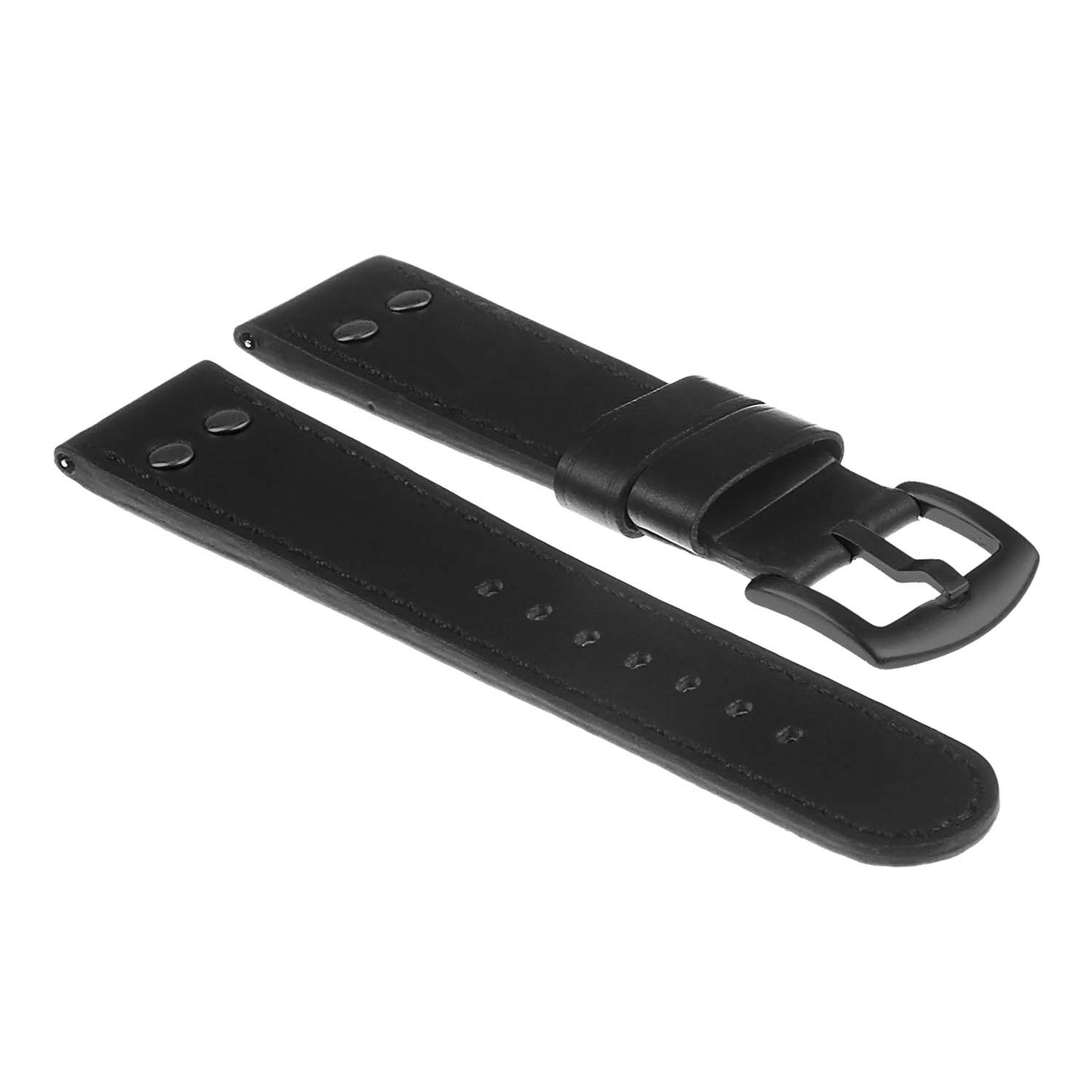 DASSARI Pilot Leather Watch Band w/ Matte Black Rivets for Apple Watch