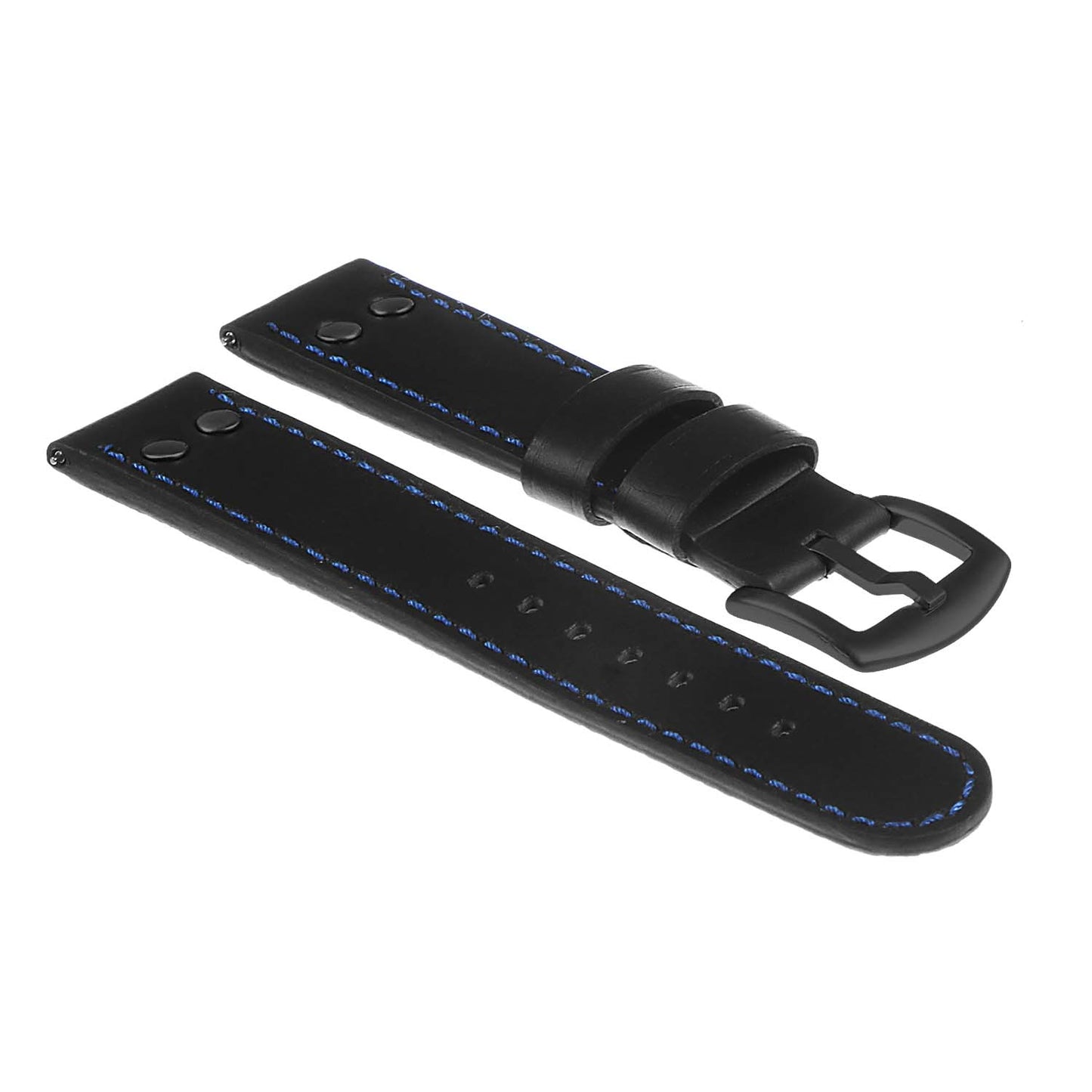 DASSARI Pilot Leather Watch Band w/ Matte Black Rivets for Apple Watch