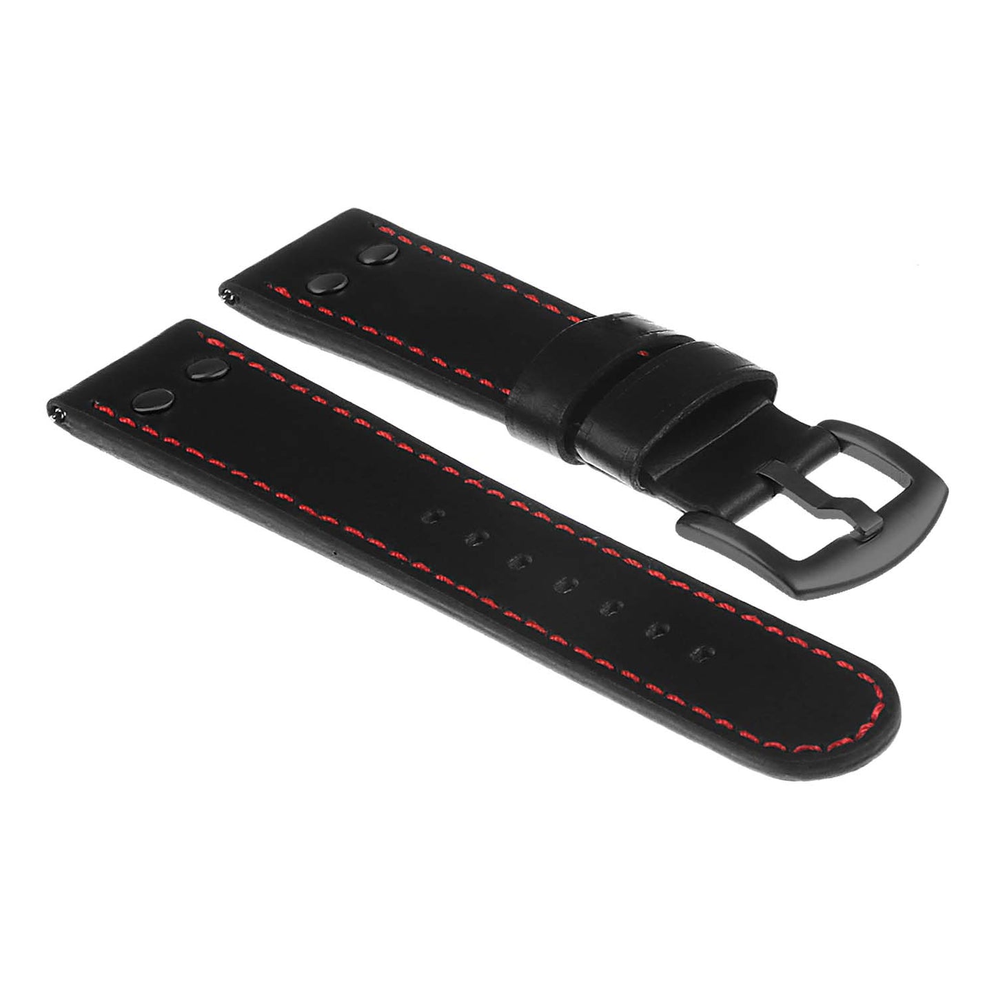 DASSARI Pilot Leather Watch Band w/ Matte Black Rivets for Apple Watch