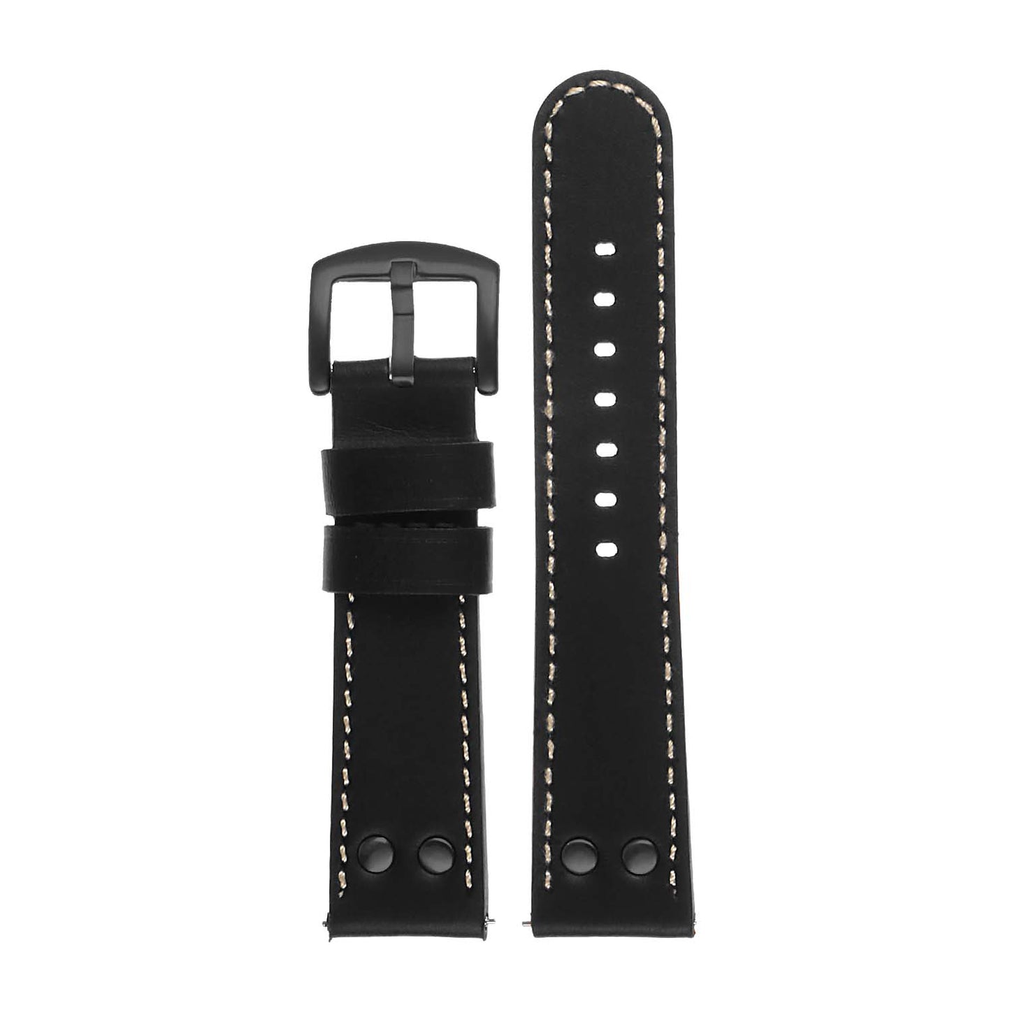 DASSARI Pilot Leather Watch Band w/ Matte Black Rivets for Apple Watch