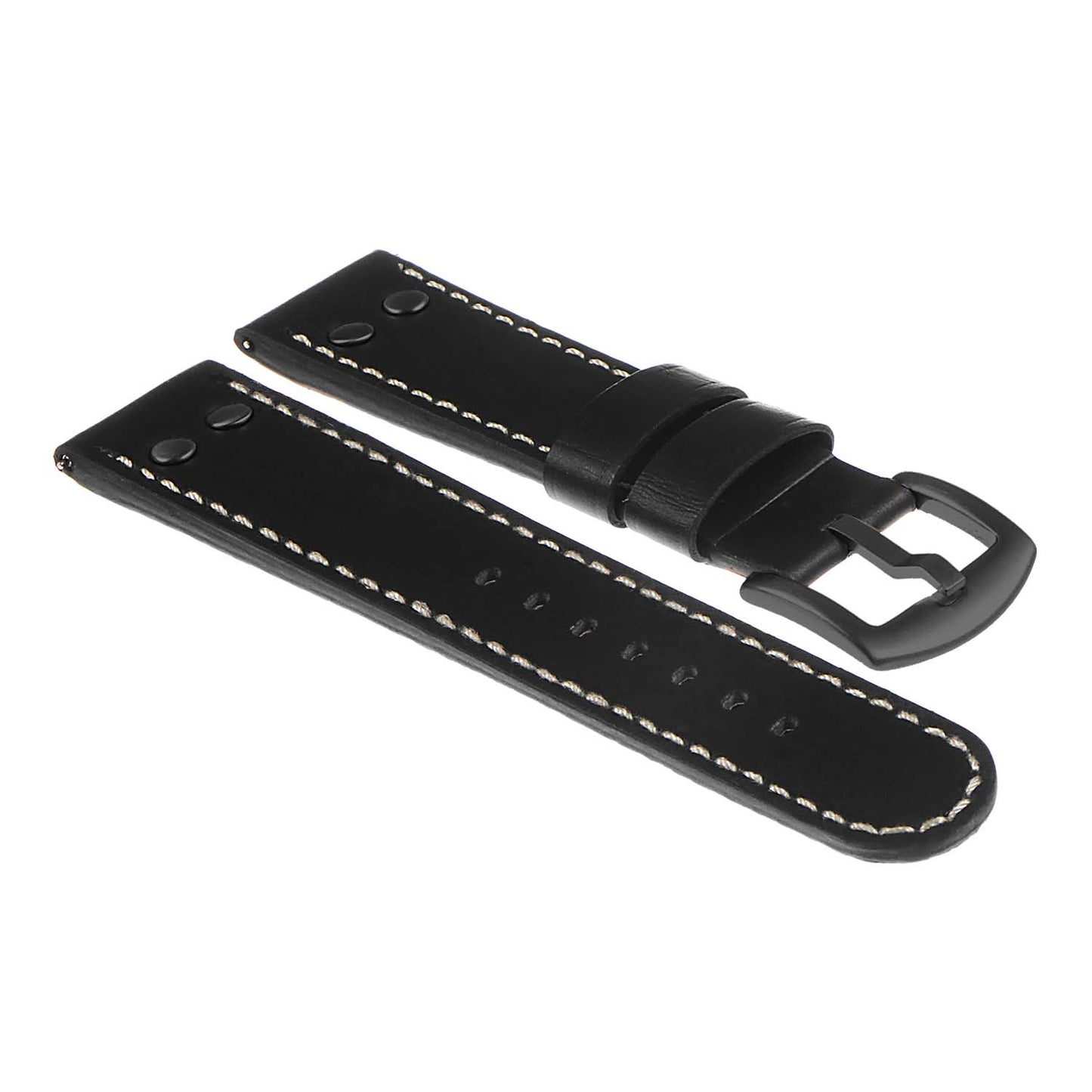 DASSARI Pilot Leather Watch Band w/ Matte Black Rivets for Apple Watch