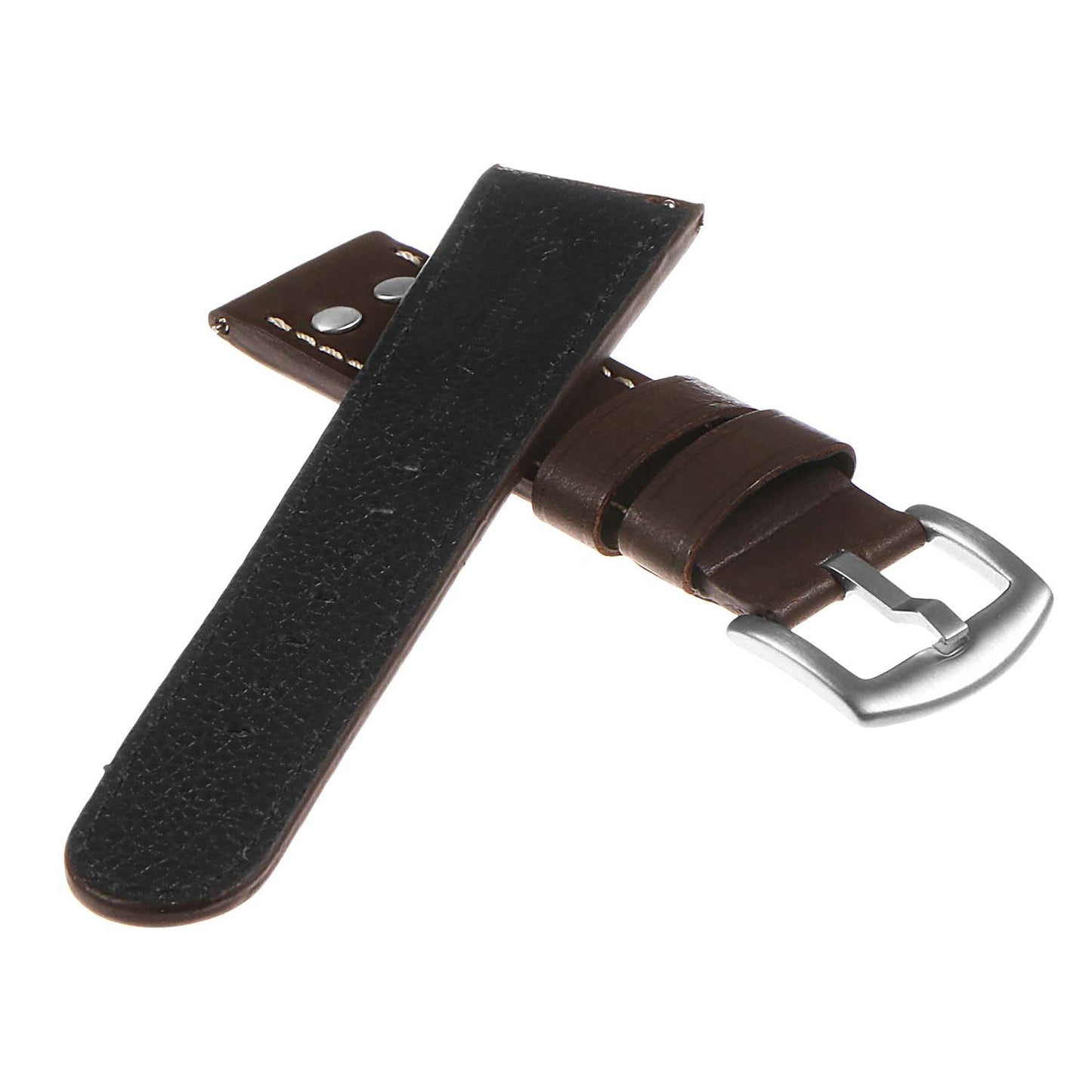DASSARI Pilot Leather Watch Band w/ Matte Black Rivets for Apple Watch