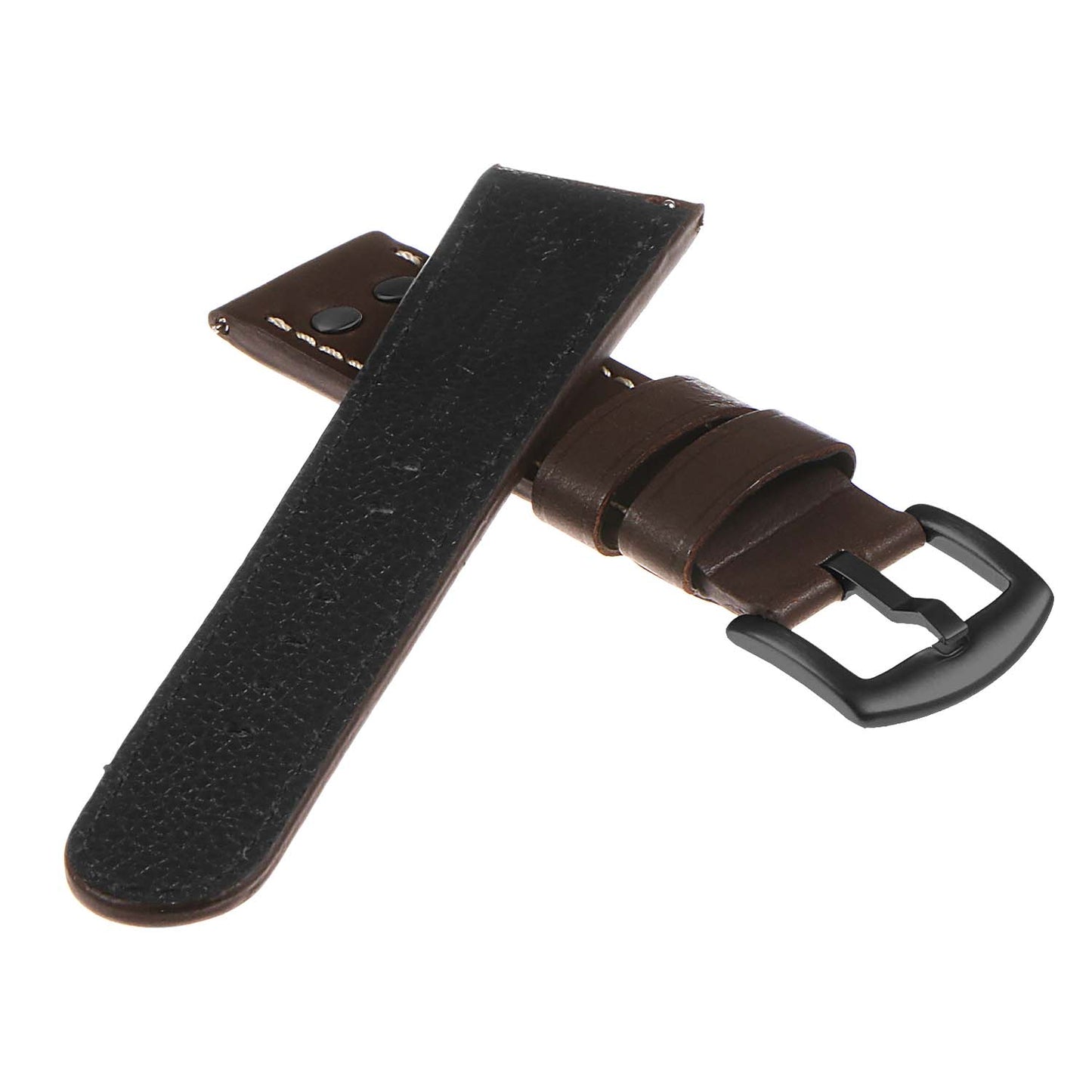 DASSARI Pilot Leather Watch Band w/ Matte Black Rivets