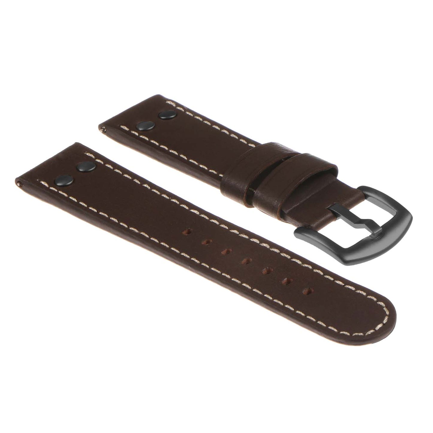 DASSARI Pilot Leather Watch Band w/ Matte Black Rivets