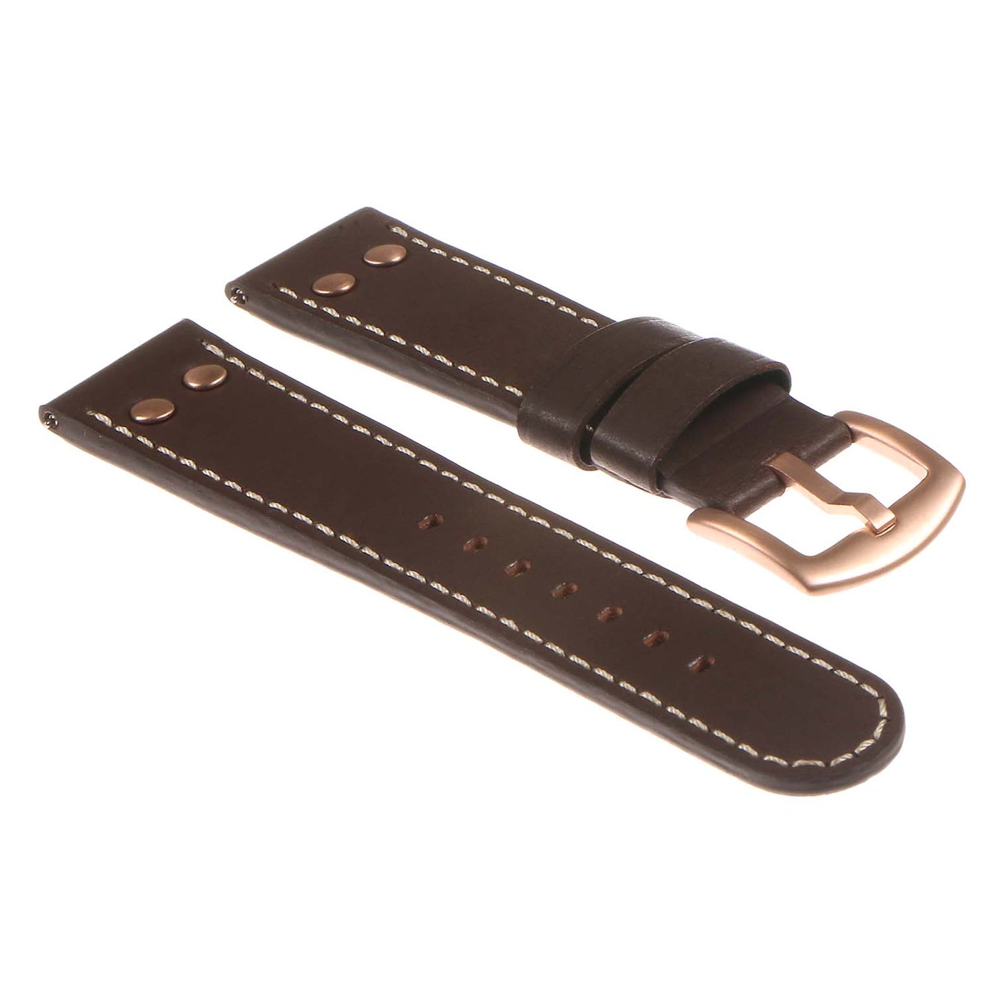 DASSARI Pilot Leather Watch Band w/ Rose Gold Rivets for Apple Watch