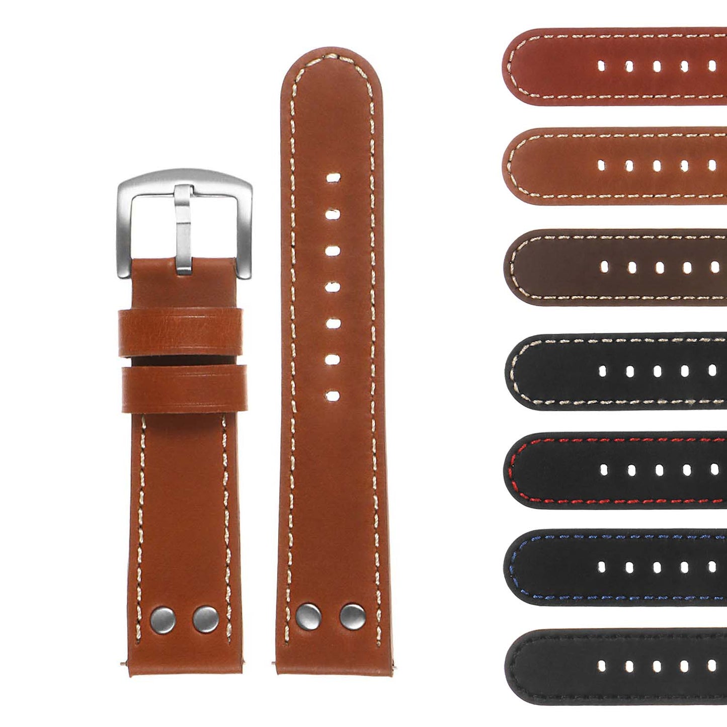 DASSARI Leather Pilot Strap w/ Rivets Garmin Venu