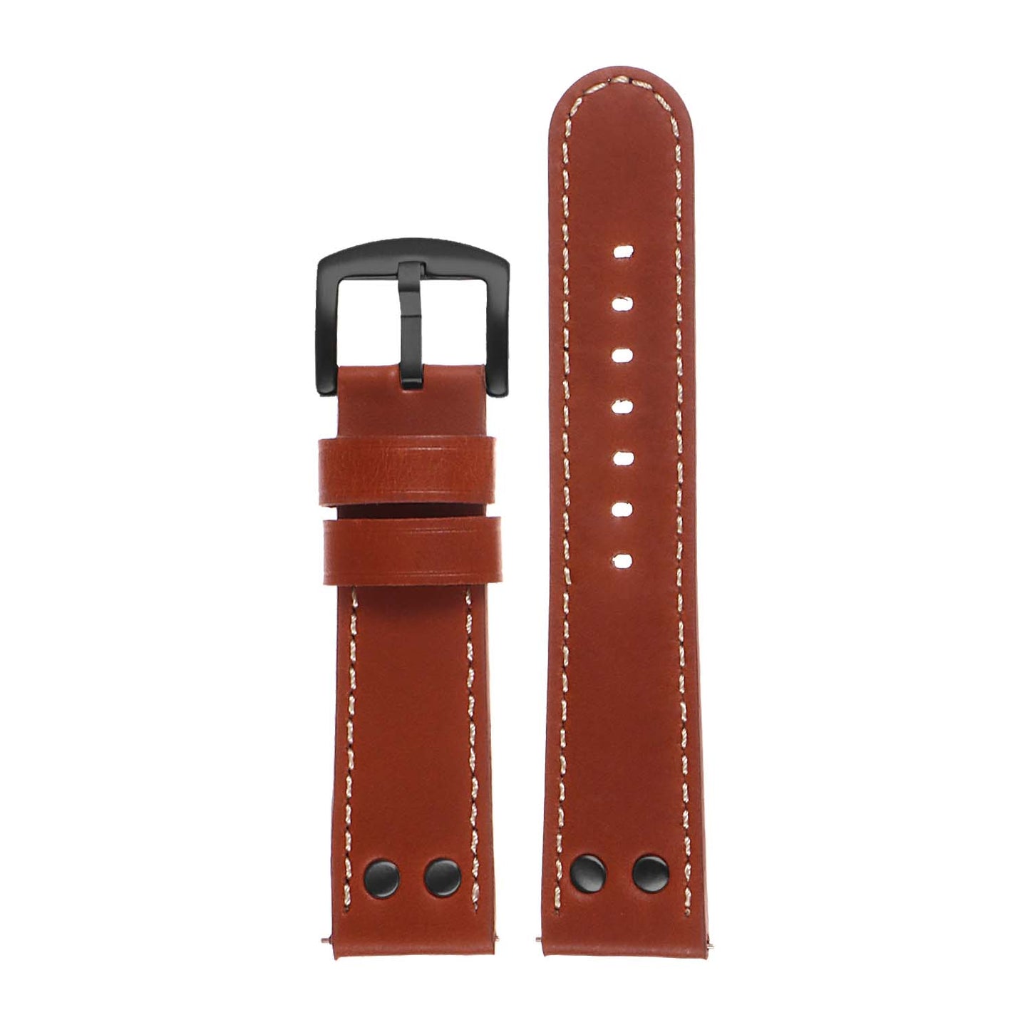 DASSARI Pilot Leather Watch Band w/ Matte Black Rivets