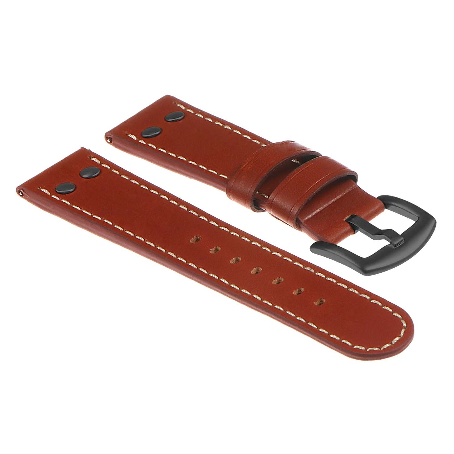 DASSARI Pilot Leather Watch Band w/ Matte Black Rivets