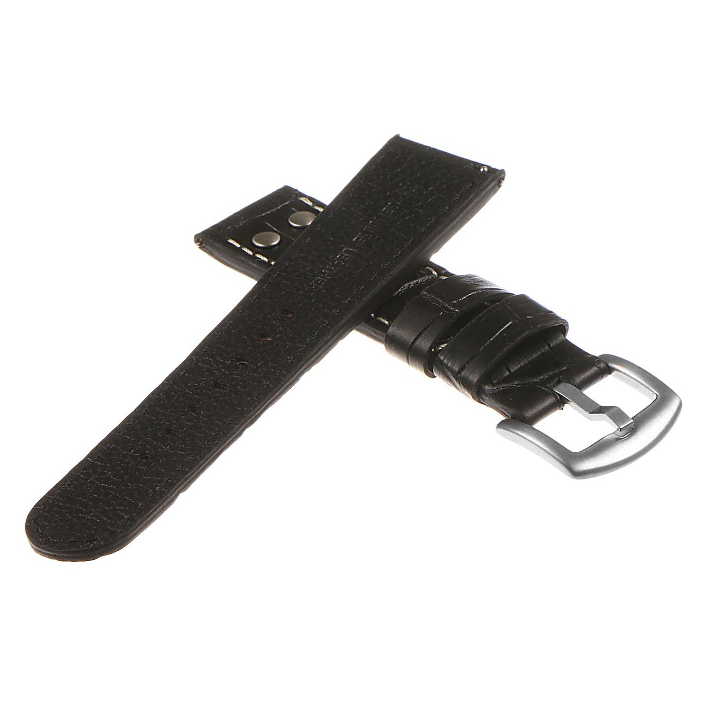 DASSARI Croc Embossed Leather Pilot Watch Band w/ Matte Black Rivets for Apple Watch