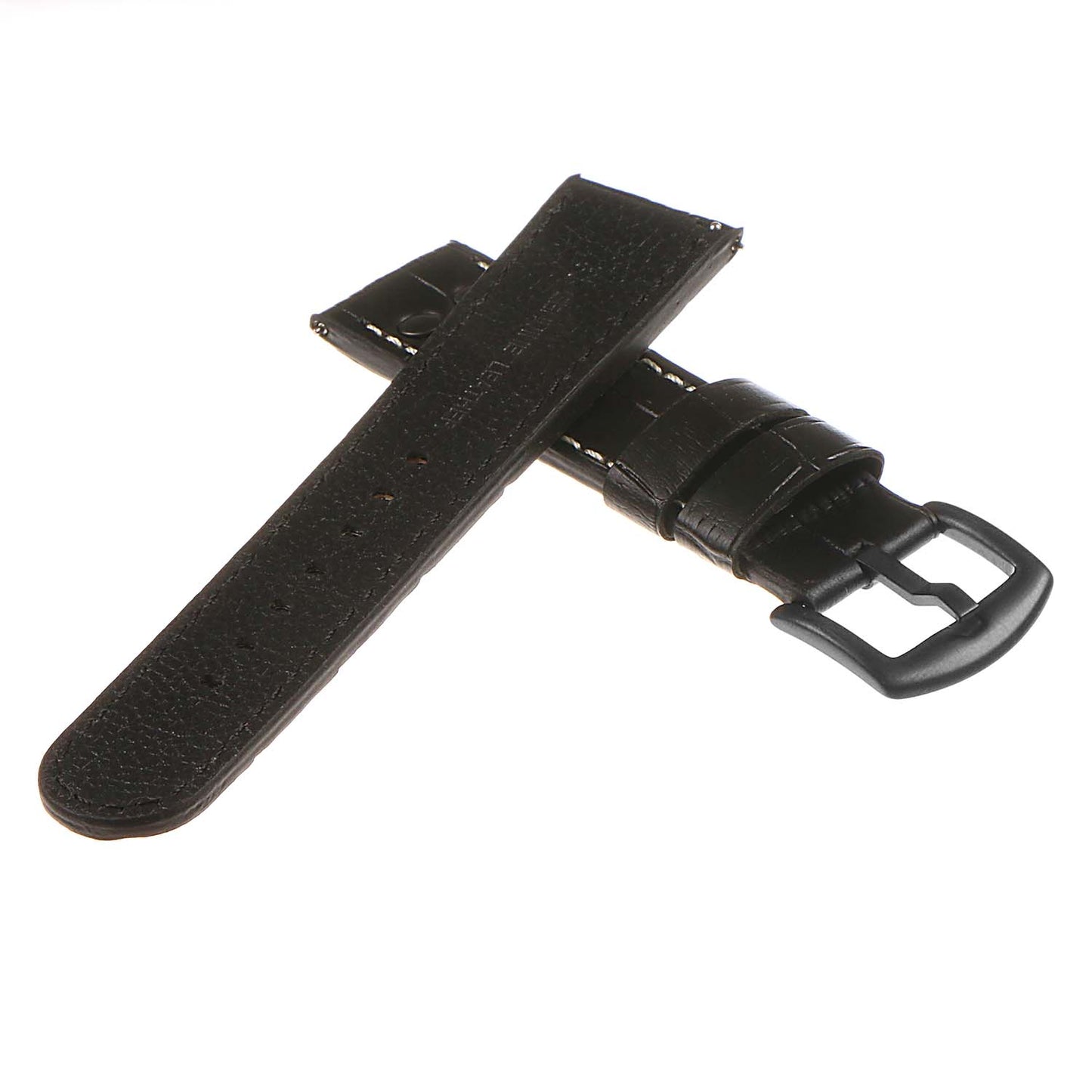 DASSARI Croc Embossed Leather Pilot Watch Band w/ Matte Black Rivets for Apple Watch