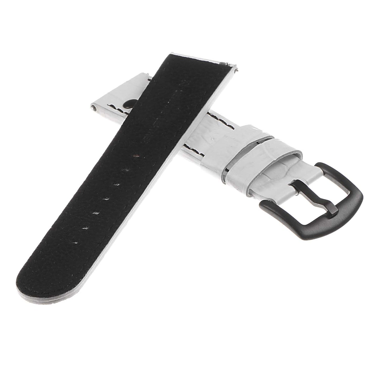 DASSARI Croc Embossed Leather Pilot Watch Band w/ Matte Black Rivets for Apple Watch