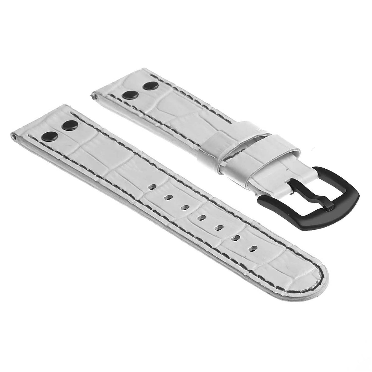 DASSARI Croc Embossed Leather Pilot Strap w/ Rivets for Fitbit Charge 4 & Charge 3