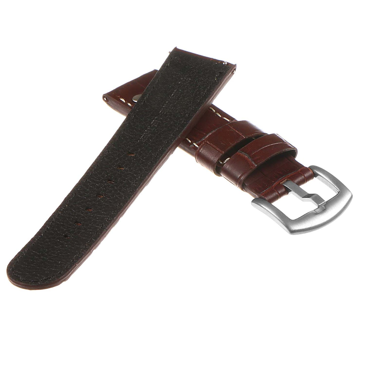 DASSARI Croc Embossed Leather Pilot Watch Band w/ Rivets for Apple Watch