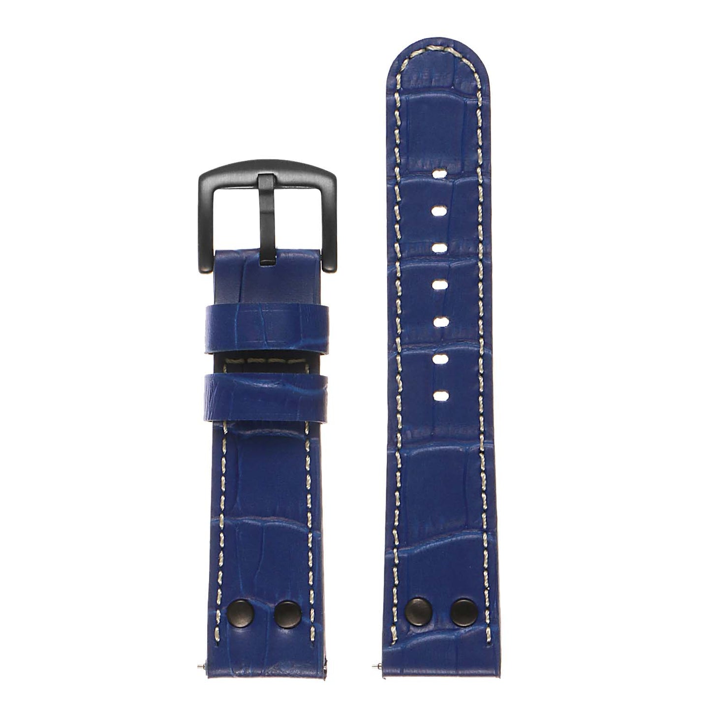DASSARI Croc Embossed Leather Pilot Strap w/ Rivets for Fitbit Charge 4 & Charge 3