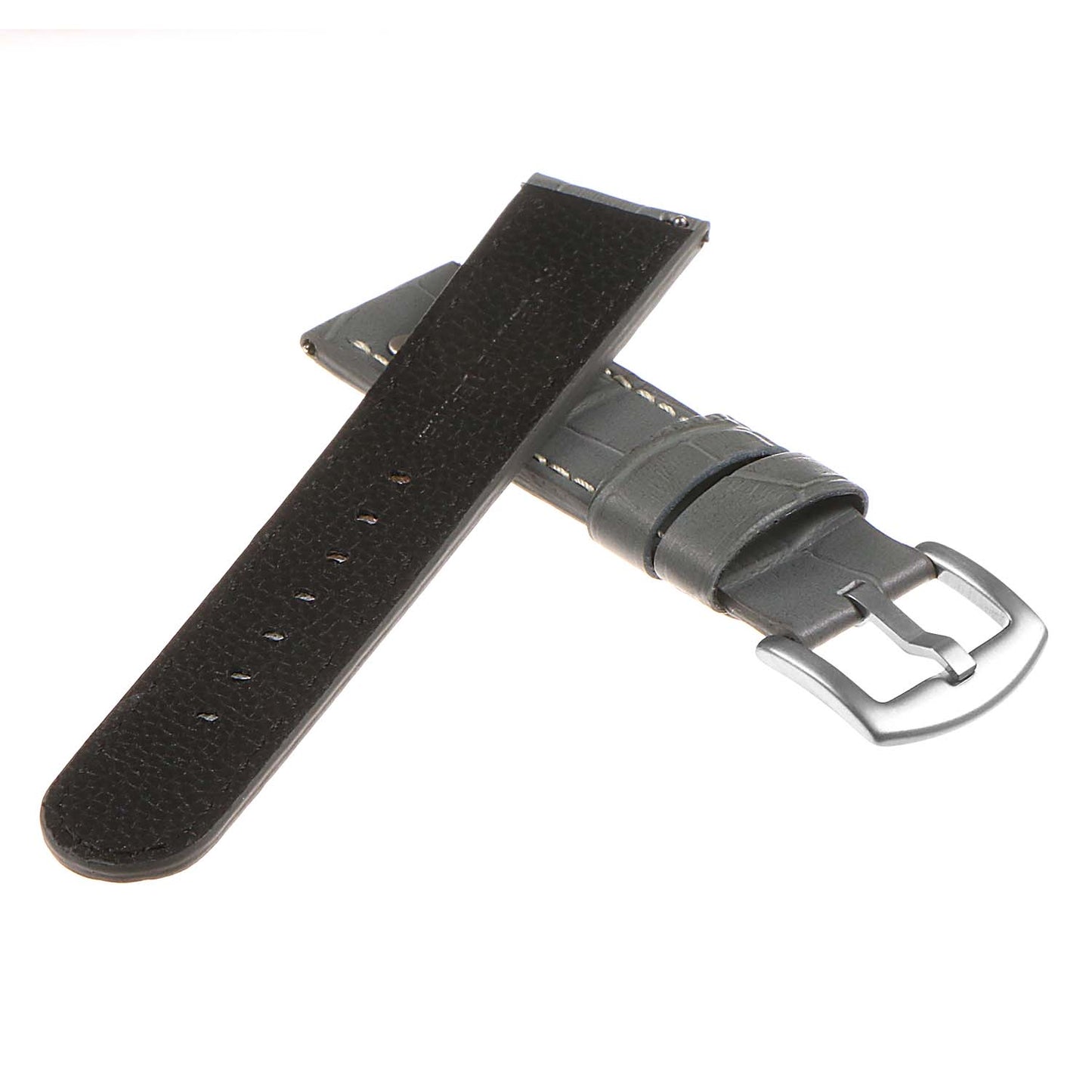 DASSARI Croc Embossed Leather Pilot Watch Band w/ Matte Black Rivets for Apple Watch