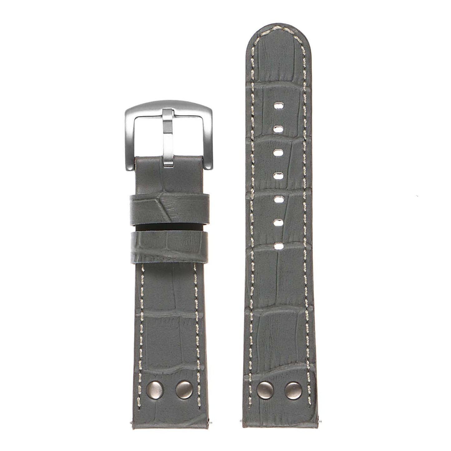 DASSARI Croc Embossed Leather Pilot Watch Band w/ Rivets for Apple Watch