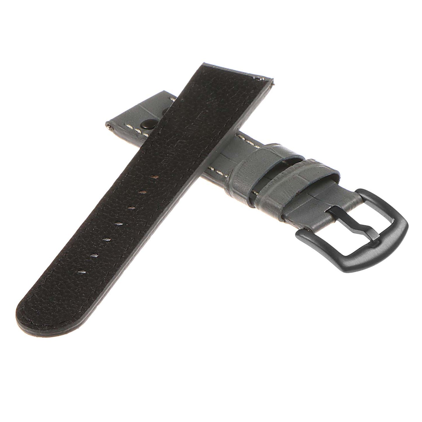 DASSARI Croc Embossed Leather Pilot Watch Band w/ Matte Black Rivets for Apple Watch