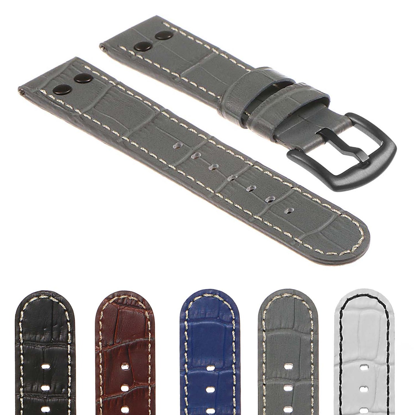 DASSARI Croc Embossed Leather Pilot Watch Band for Samsung Gear S3 Frontier