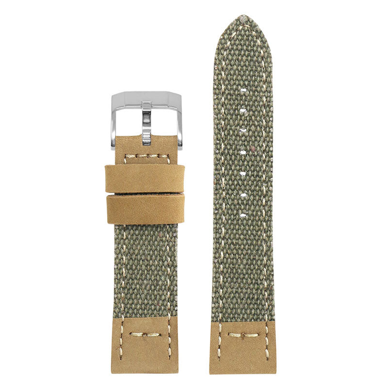 DASSARI Canvas & Leather Strap Green 22mm