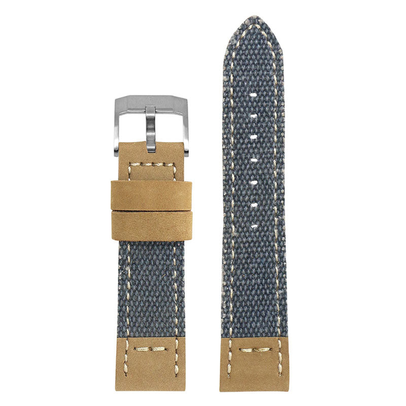 DASSARI Canvas & Leather Strap Blue 24mm
