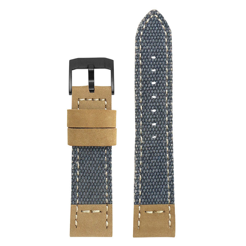 DASSARI Canvas & Leather Strap Blue 20mm