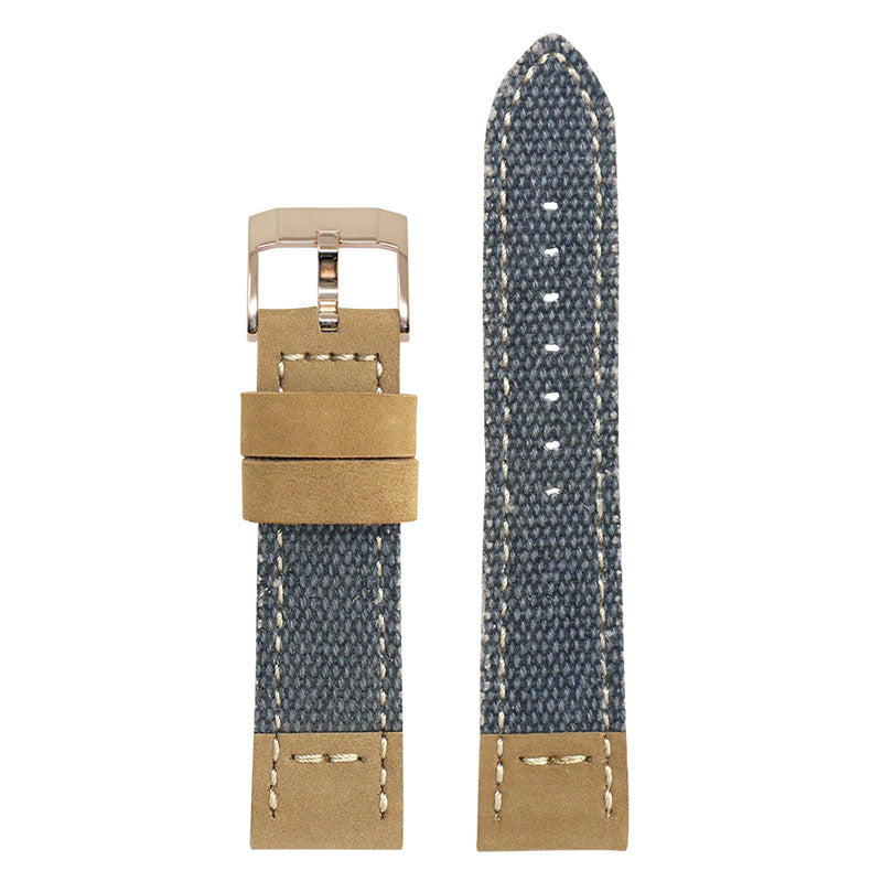 DASSARI Canvas & Leather Strap Blue 20mm
