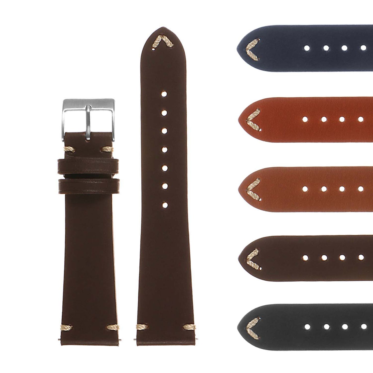 DASSARI Hand-Stitched Classic Leather Watch Strap for Garmin Venu