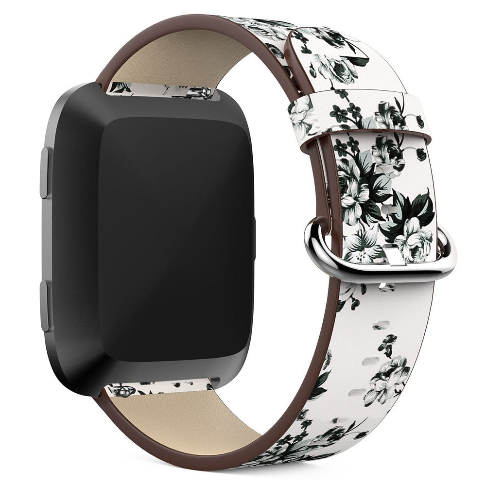 Leather Strap w/ Peonies for Fitbit Versa & Versa 2